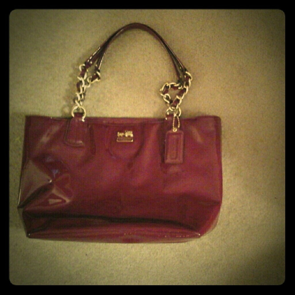 Madison Patent red Coach bag